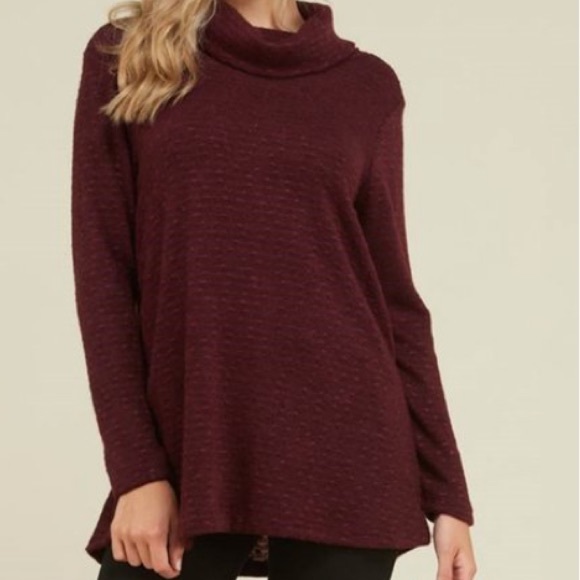 First Look Sweaters - First Look Textured Cowl Neck Light Sweater Large